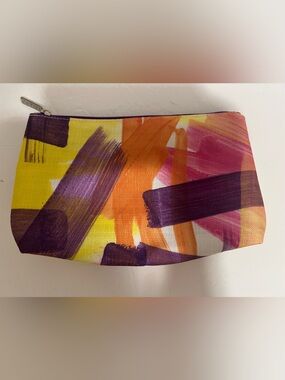 Clinique Brushstroke Print Cosmetic Bag in Yellow, Orange, Pink, Purple